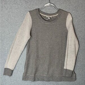 Liz Lange Maternity Sweater Womens Medium Knit Pullover‎ Long Sleeve Gray White